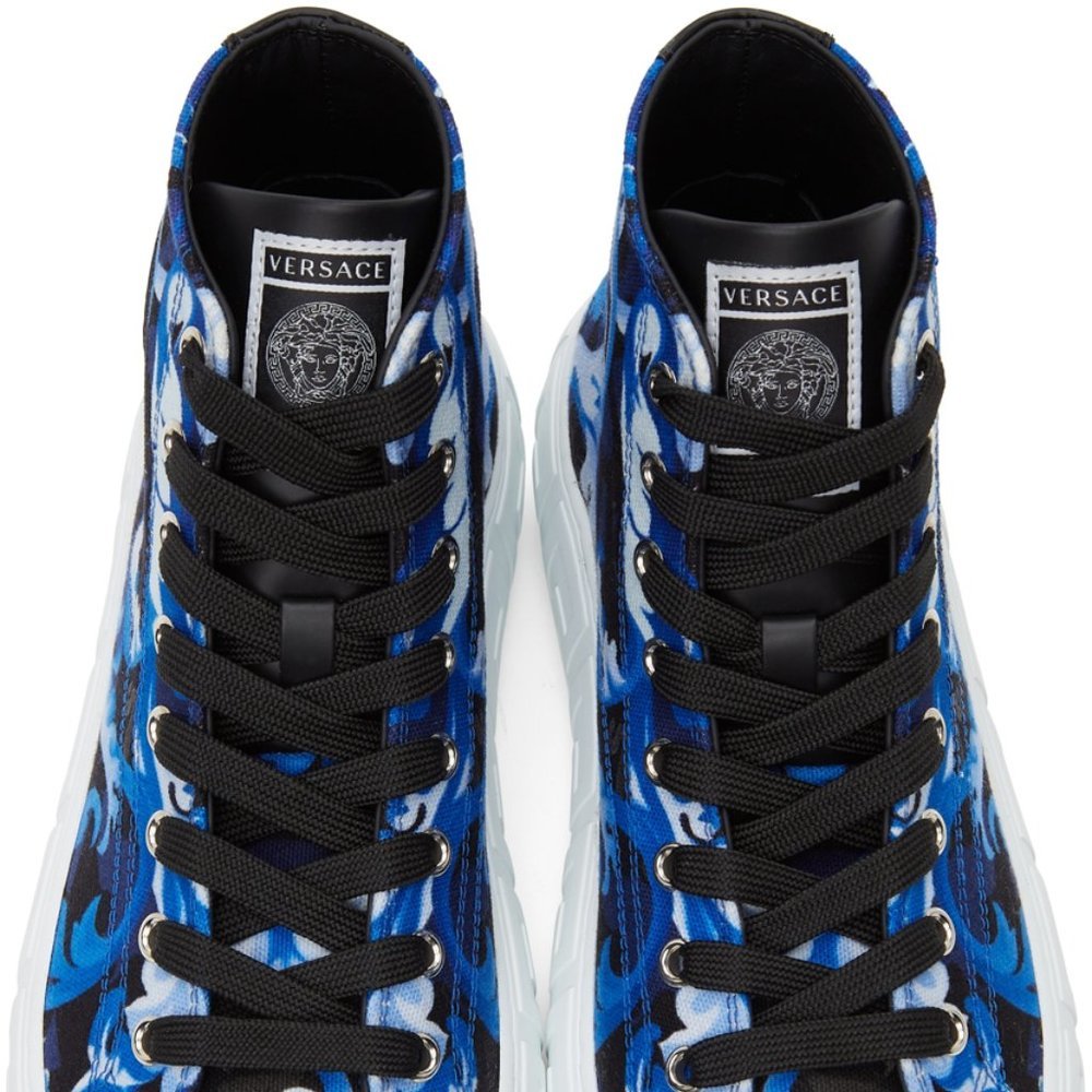 Versace Blue Baroccoflage Greca High-Top Sneakers LIMITED EDITION 42 EU